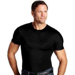 3 Pack Insta Slim Men's Black Firming Compression Crew Neck Shirt (Large)