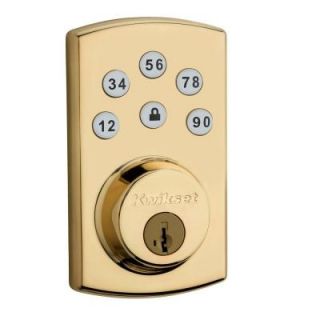 Kwikset Powerbolt2 Single Cylinder Polished Brass Electronic Deadbolt Featuring SmartKey 907 03 SMT CAL RCS CP