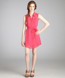 Renee C. Pink Sheer Woven Sleeveless Button Down Dress (320279102)