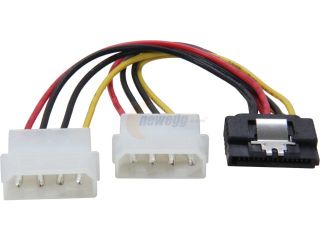 Coboc SC PWC MOL 6 SATA SS  6" SATA 15 pin Female with Latch to 2 x Molex 4 pin LP4 Male Y Splitter Power Adapter Converter Cable