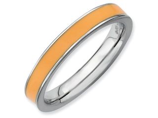 Sterling Silver Stackable Expressions Orange Enameled 3.25mm Ring