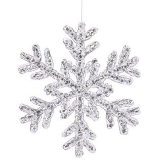 8" Large Icy Silver Glitter Snowflake Christmas Ornament