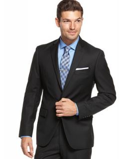 Ryan Seacrest Distinction Black Solid Slim Fit Jacket   Suits & Suit