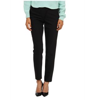 tibi Tropical Wool Wrap Over Combo Pants w/ Leather Yoke & Back Ankle Zip