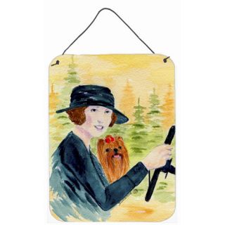 Lady driving with her Yorkie Aluminum Hanging Painting Print Plaque