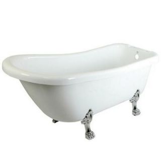 Aqua Eden 5.6 ft. Acrylic Polished Chrome Claw Foot Slipper Oval Tub with 7 in. Deck Holes in White HVTDE692823C1