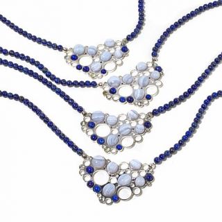 Jay King Blue Lace Agate, Lapis and Blue Topaz Sterling Silver 18 1/4" Necklace   7718573