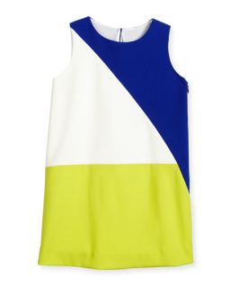 Milly Minis Italian Cady Colorblock Shift Dress, Multicolor