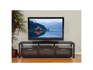 Plateau Decor 71 Video Cabinet   Espresso with Black Frame and Black Glass