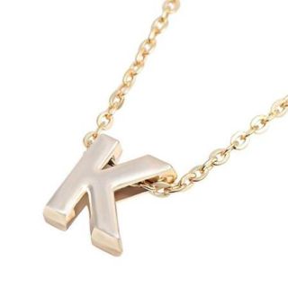 Zodaca Initial "K" Alphabet Letter Pendant Charm with Necklace Chain 7" Gold Plated