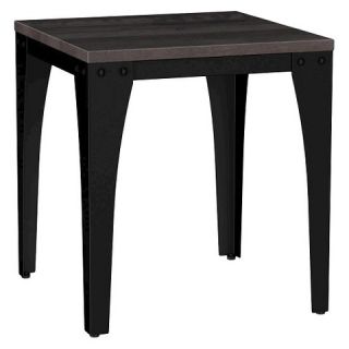 Cargo Solid Birch and Metal End Table   Dark Gray Distressed   Amisco