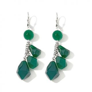 Statements by Amy Kahn Russell Green Agate Drop Sterling Silver Earrings   7875603