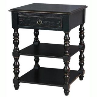 Hand Painted Distressed Antique Black Finish Accent Table
