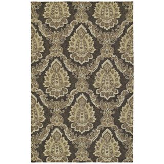 Indoor/ Outdoor Fiesta Chocolate Damask Rug (5 x 76)   15685009