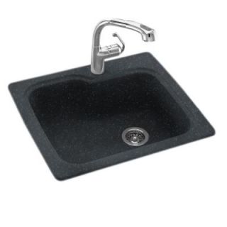 Dual Mount Composite 25x22x9 in. 1 Hole Single Bowl Kitchen Sink in Black Galaxy KS02522SB.015