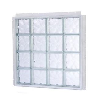 TAFCO WINDOWS NailUp 56 in. x 56 in. x 3 3/4 in. Solid Wave Pattern Glass Block New Construction Window with Vinyl Frame DISCONTINUED S5656WAV