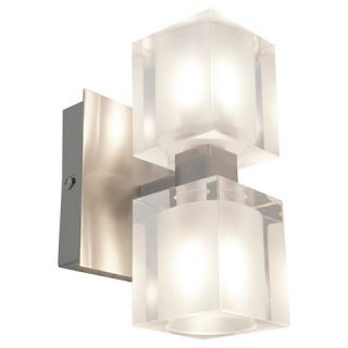 Astor 2 Light Bath Light with Frosted/Clear Glass Shade   Brushed