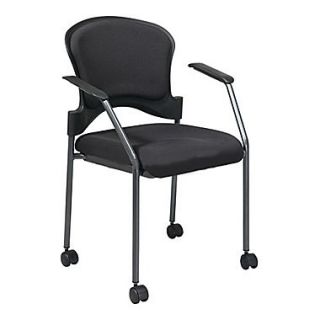 Office Star Proline II Fabric Rolling Guest Chair, Black