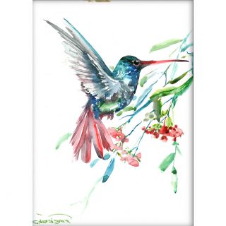Americanflat Humming Bird and Flowers by Suren Nersisyan Painting