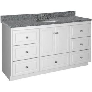 Simplicity by Strasser Shaker 60 in. W x 21 in. D x 34.5 in. H Vanity for Center Basin Cabinet Only in Satin White 01.108.2