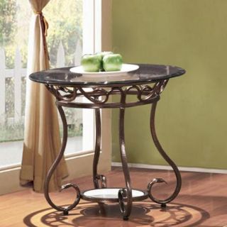 Adeco Glass and Bronze Metal End/ Side Table