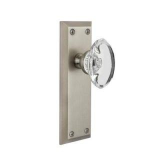 Grandeur Satin Nickel Double Dummy Fifth Avenue Plate with Provence Crystal Knob FAVPRO 22 SN
