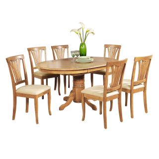 piece Dining Table Set Oval Dinette Table with Leaf and 6 Dining