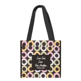 "Love God, Love One Another" Colorful Circle Print Tote Bag