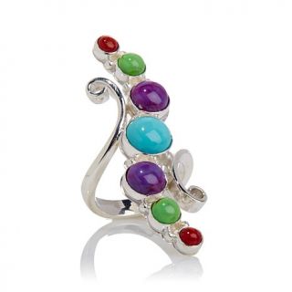 Jay King Multicolor Turquoise and Red Coral Sterling Silver Ring   7872288