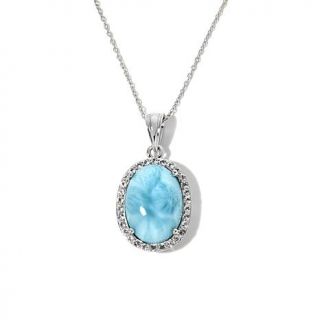 Colleen Lopez "Caribbean Cool" Larimar and White Topaz Sterling Silver Pendant    7727901