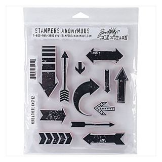Stampers Anonymous Tim Holtz 7 x 8 1/2 Cling Rubber Stamp Set, Here & There