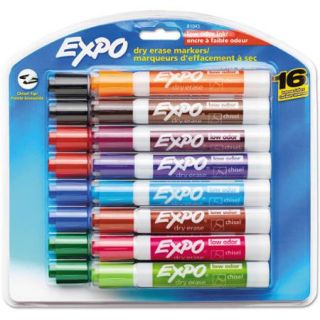 EXPO Low Odor Dry Erase Markers, Chisel Tip, Assorted, 16/Set