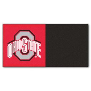 FANMATS NCAA   Ohio State University Gray and Red Nylon 18 in. x 18 in. Carpet Tile (20 Tiles/Case) 8509