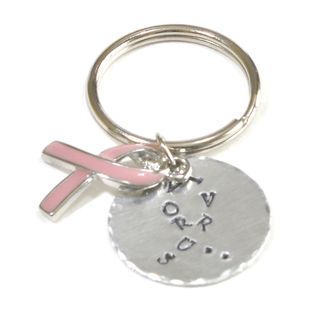 Handmade/ Hand stamped Breast Cancer Awareness Key Chain