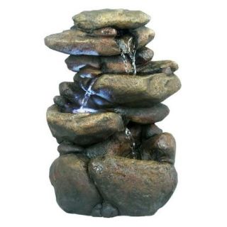 Alpine 11'' 3 Tier Rock Fountain with Led Lights