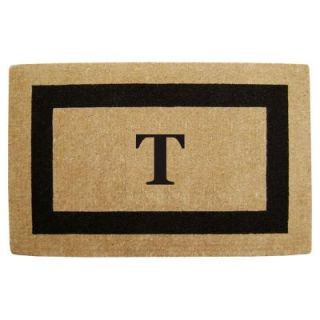 Creative Accents Single Picture Frame Black 30 in. x 48 in. HeavyDuty Coir Monogrammed T Door Mat 02080T