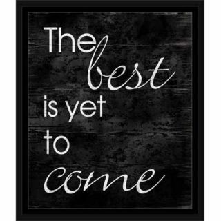 Best To Come Distressed Wood Grain Wedding Typography Black & White, Framed Canvas Art by Pied Piper Creative