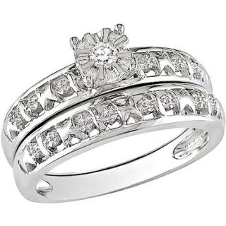 Miabella Round Diamond Accent Bridal Ring Set in Sterling Silver