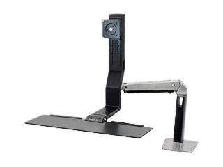 Ergotron 24 260 026 WorkFit A, Single HD LCD Monitor Sit Stand Workstation (Polished aluminum/Black)