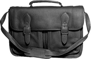 David King Leather 165 Top Handle Flap Over Portfolio Triple Gusset   Black