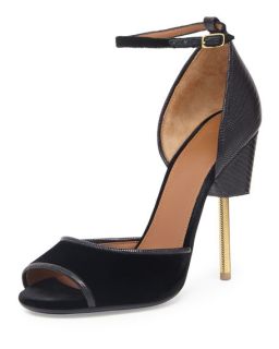 Givenchy Velvet & Lizard Runway Sandal, Black