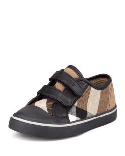 Burberry Check Double Strap Sneaker, Kids Sizes