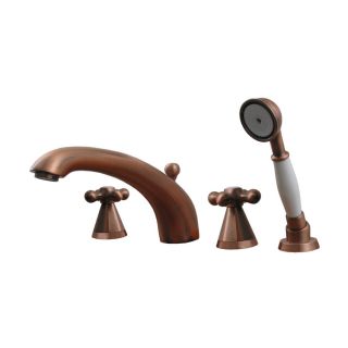Whitehaus Collection Blairhaus Antique Copper 2 Handle Bathtub and Shower Faucet with Handheld Showerhead