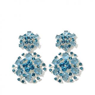 Roberto by RFM "Musa Azurra" Blue Stone Silvertone Floral Drop Earrings   7727070