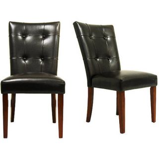Parson Tufted Vinyl Chairs   Set of 2