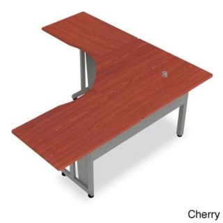 OFM L Shaped Workstation (60x24) Cherry Top with Gray Base