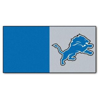 FANMATS NFL   Detroit Lions Blue and Grey Nylon 18 in. x 18 in. Carpet Tile (20 Tiles/Case) 8558