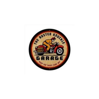 Past Time Signs BUST056 Retro Rider Motorcycle Round Metal Sign