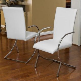 Christopher Knight Home Lydia Off White Leather/ Chrome Chairs (Set of 2)
