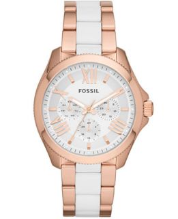 Fossil Womens Cecile White and Rose Gold Tone Stainless Steel
